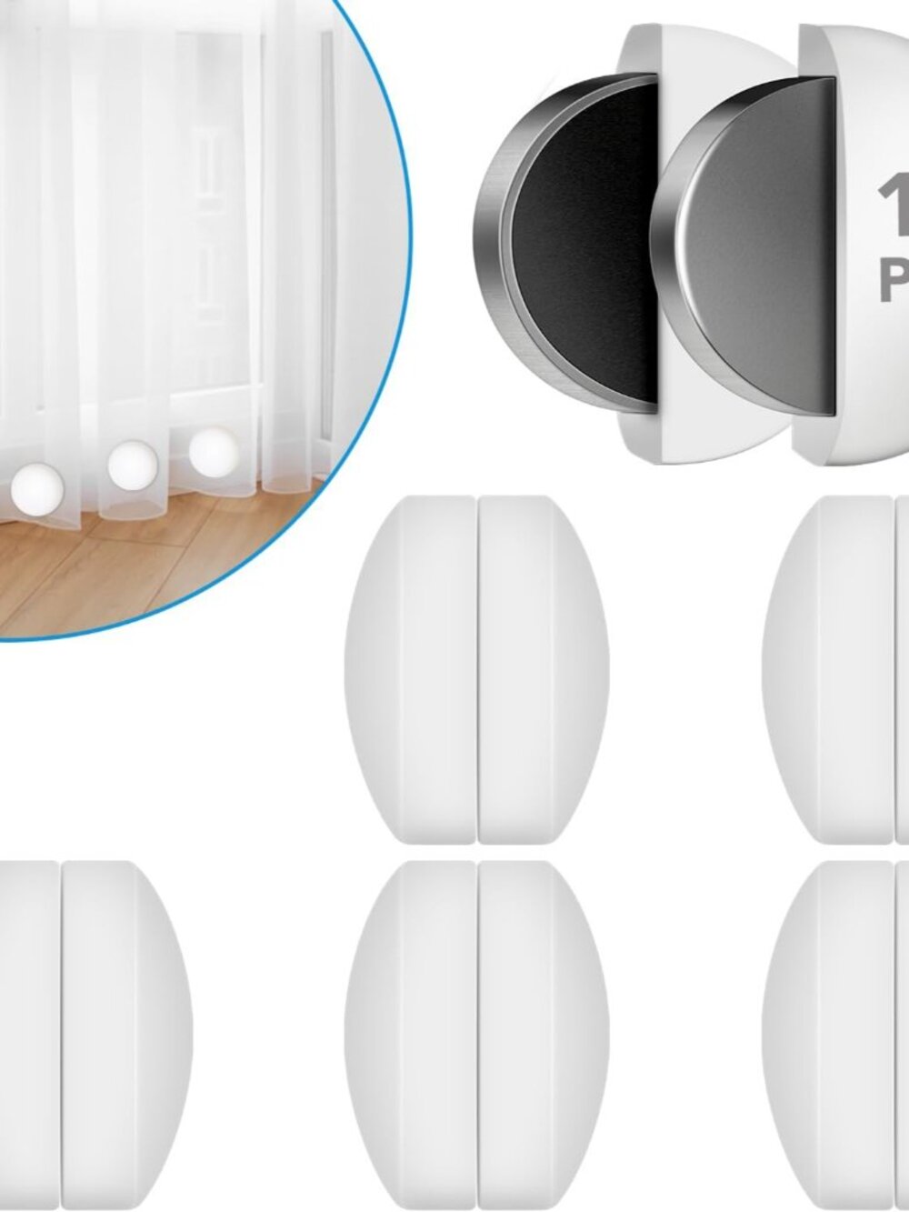 12 Pack Shower Curtain Weights, Magnetic Curtain Weights, 6 Pairs